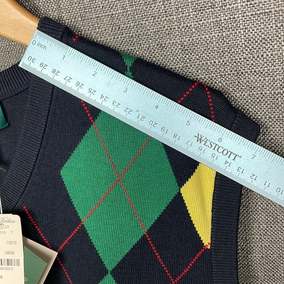 NWT Brooks Brothers Argyle Silk/Cotton Blend Vest St. Andrews Links Navy Size XL - Picture 16 of 17